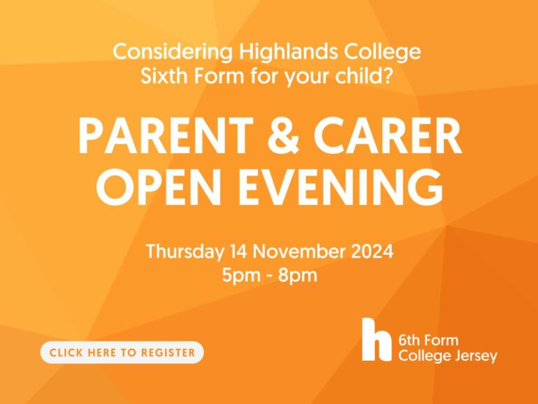 Considering Highlands College Sixth Form for your child? Parent & Carer open evening. Thursday 14 November 2024 5pm - 8pm.